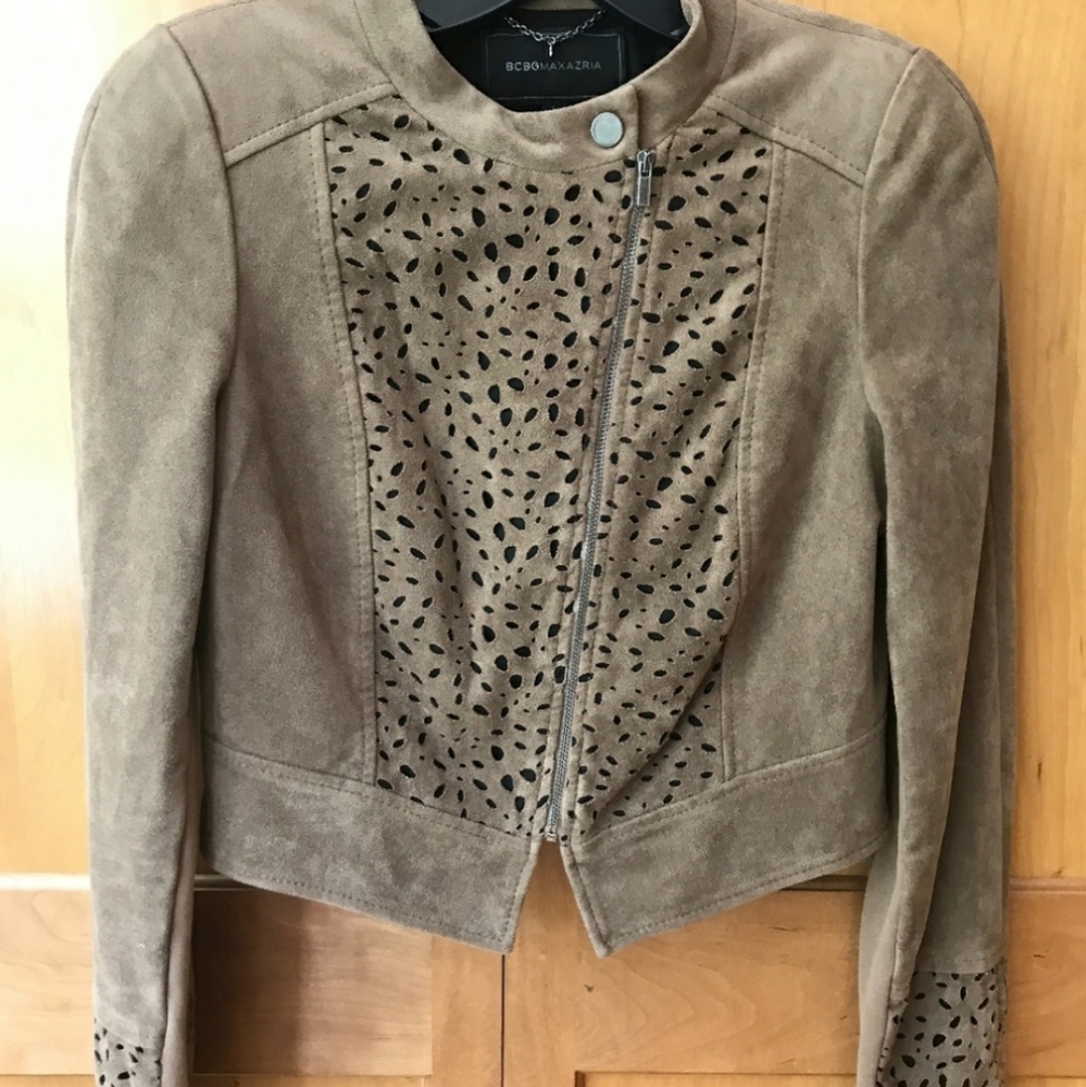 BCBGMaxAzria Suede Jacket Laser Cut details